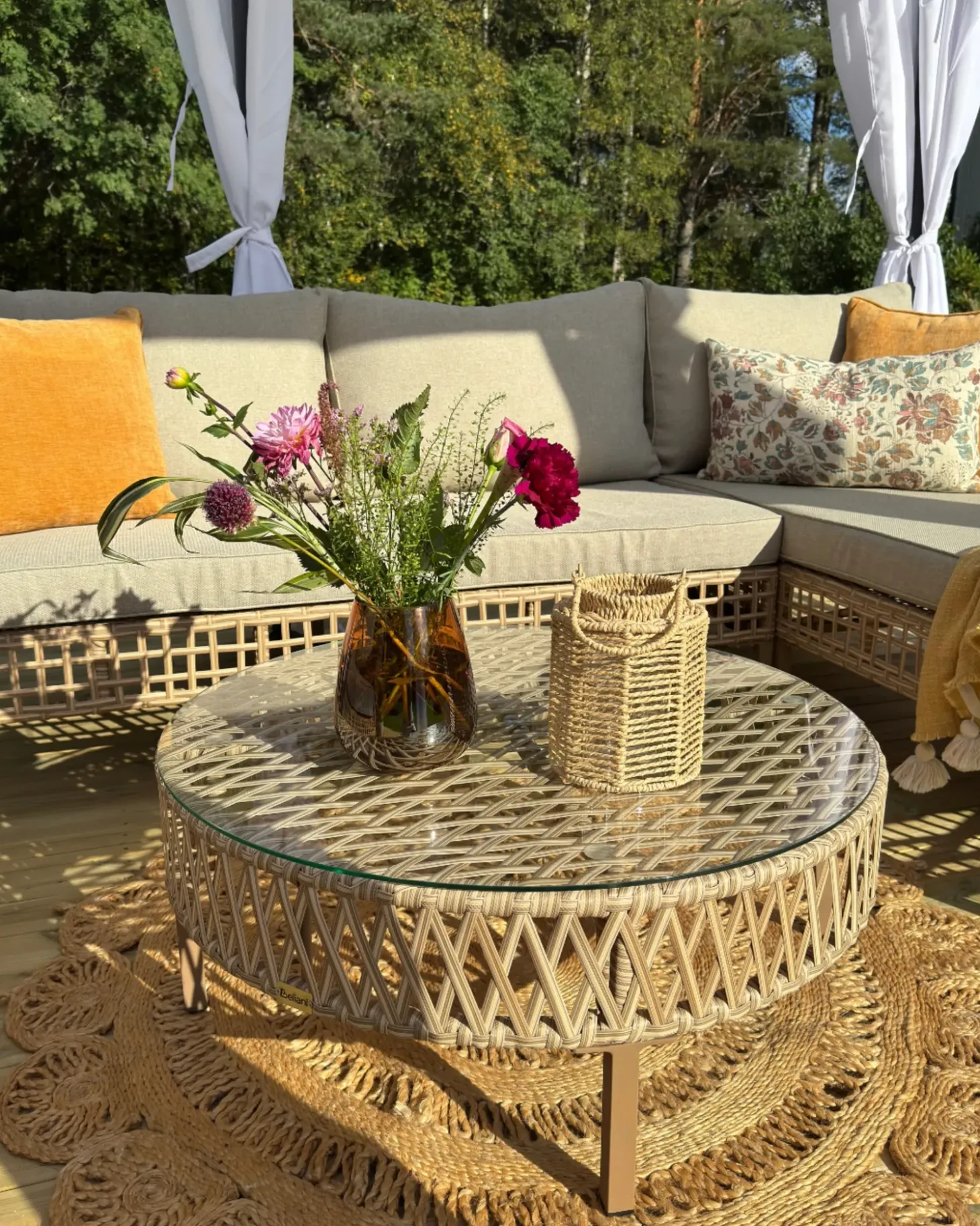 CALASETTA 4 personers Loungesæt med bord Venstrevendt Beige PE-rattan