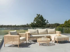 CALASETTA 4 personers Loungesæt med bord Venstrevendt Beige PE-rattan