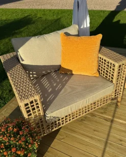 CALASETTA 4 personers Loungesæt med bord Venstrevendt Beige PE-rattan