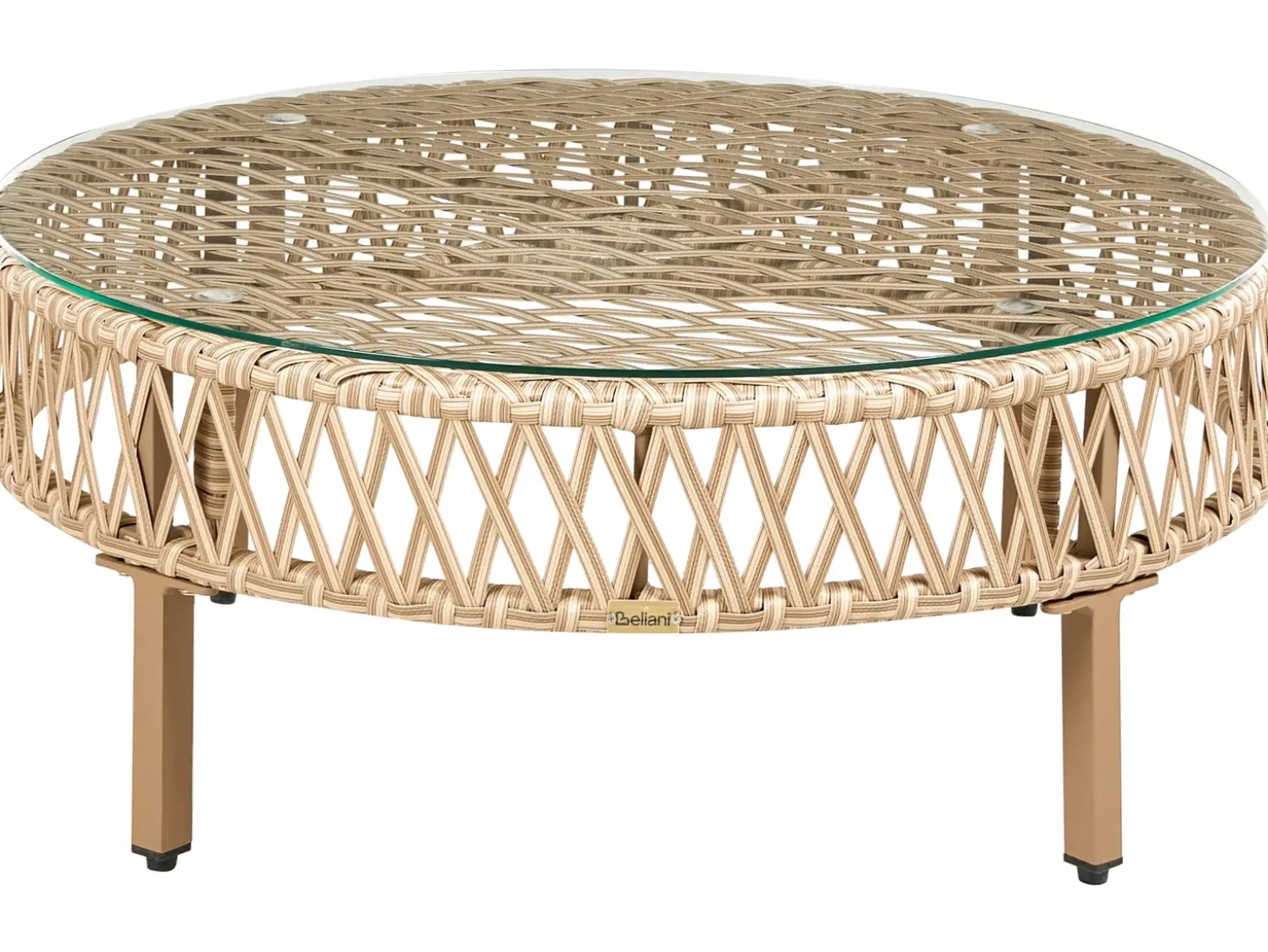 CALASETTA 4 personers Loungesæt med bord Venstrevendt Beige PE-rattan