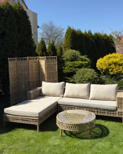 CALASETTA 4 personers Loungesæt med bord Højrevendt Beige PE-rattan