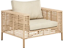 CALASETTA 4 personers Loungesæt med bord Højrevendt Beige PE-rattan