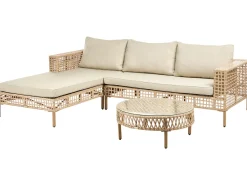 CALASETTA 4 personers Loungesæt med bord Højrevendt Beige PE-rattan