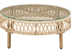 CALASETTA 4 personers Loungesæt med bord Højrevendt Beige PE-rattan