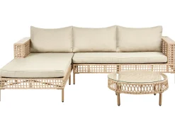 CALASETTA 4 personers Loungesæt med bord Højrevendt Beige PE-rattan