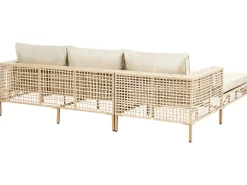CALASETTA 4 personers Loungesæt med bord Højrevendt Beige PE-rattan