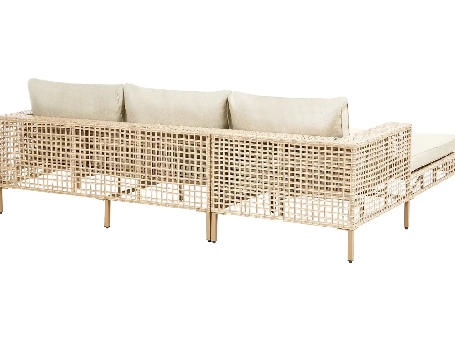 CALASETTA 4 personers Loungesæt med bord Højrevendt Beige PE-rattan