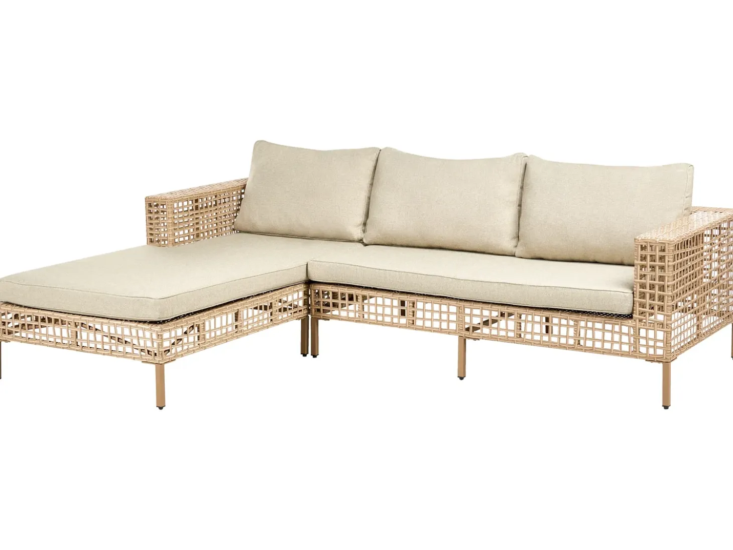 CALASETTA 4 personers Loungesæt med bord Højrevendt Beige PE-rattan