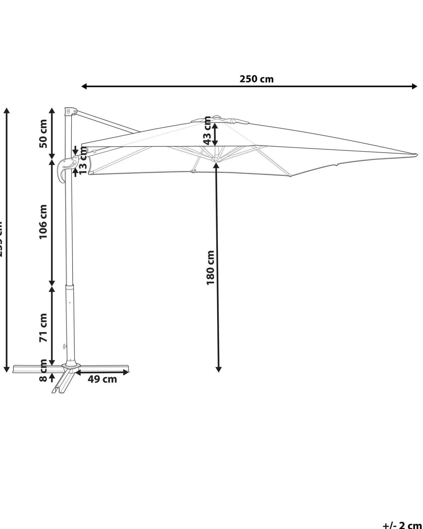 Cantilever parasol 250 cm MONZA Sand Beige