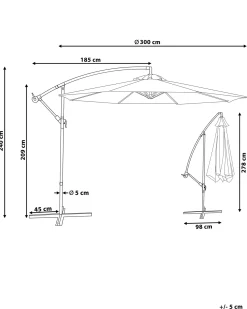 Cantilever parasol 300 cm RAVENNA Mørkegrå