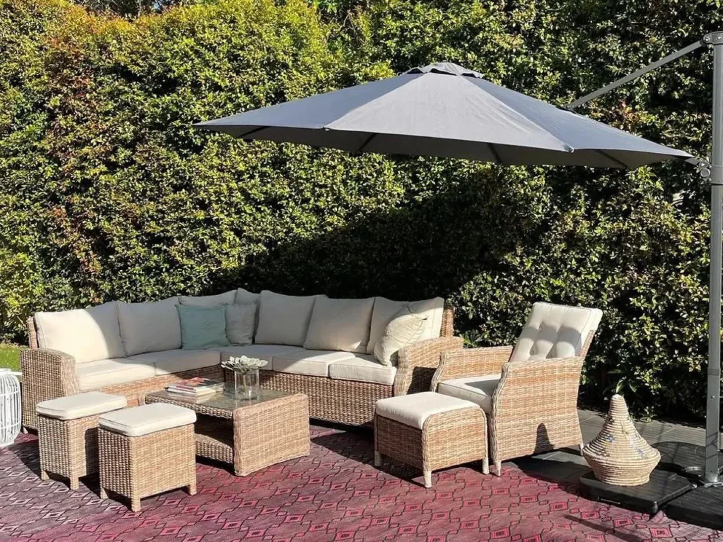 Cantilever parasol 300 cm SAVONA Mørkegrå Grå