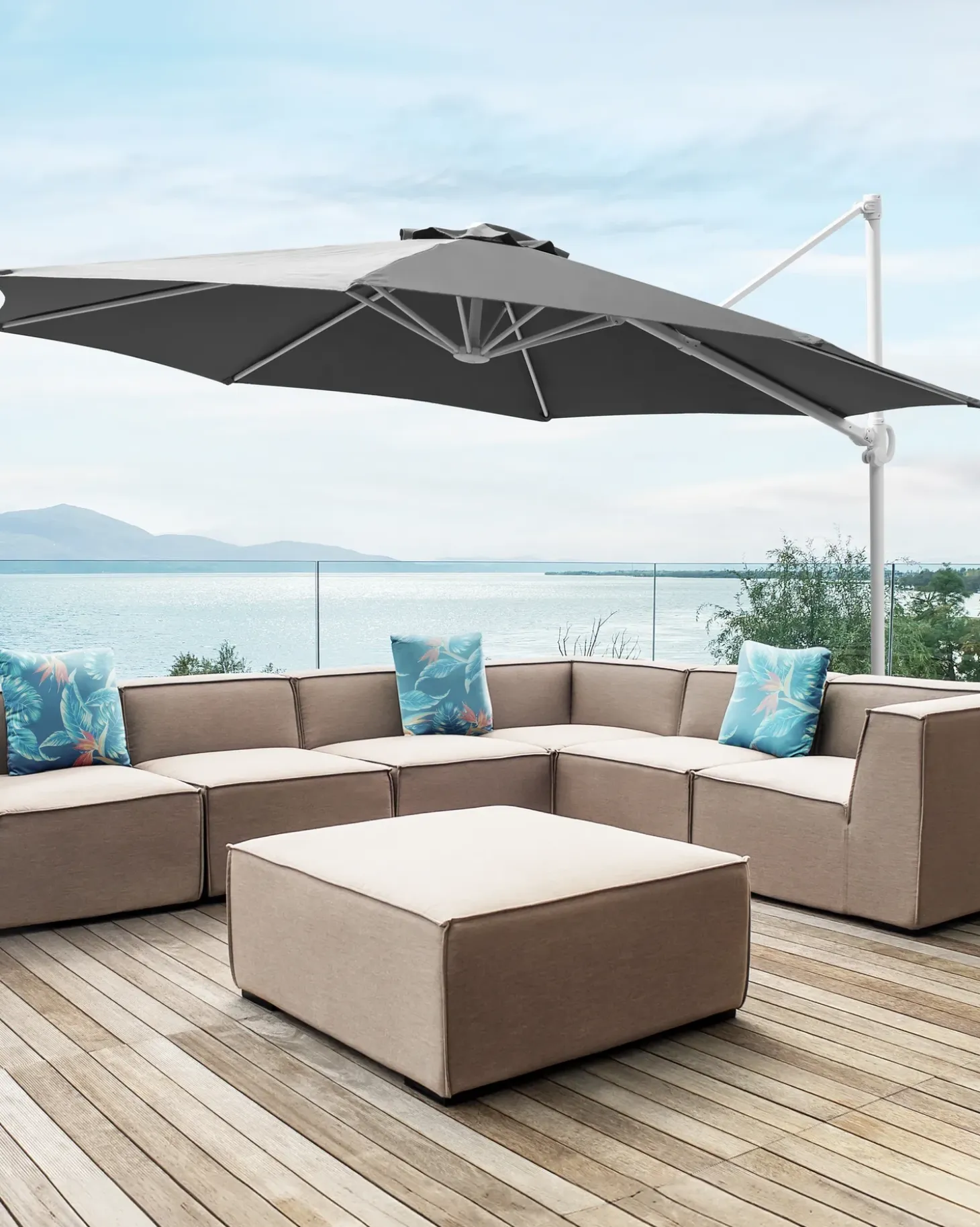 Cantilever parasol 295 cm SAVONA II Mørkegrå