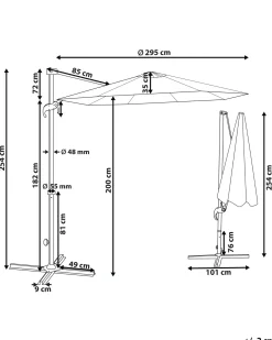 Cantilever parasol 295 cm SAVONA II Brungrå