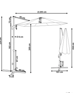 Cantilever parasol 295 cm SAVONA II Olivengrøn