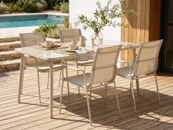 CARAVINO 4 personers Havemøbelsæt Lys Beige Metal