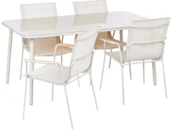 CARAVINO 4 personers Havemøbelsæt Lys Beige Metal