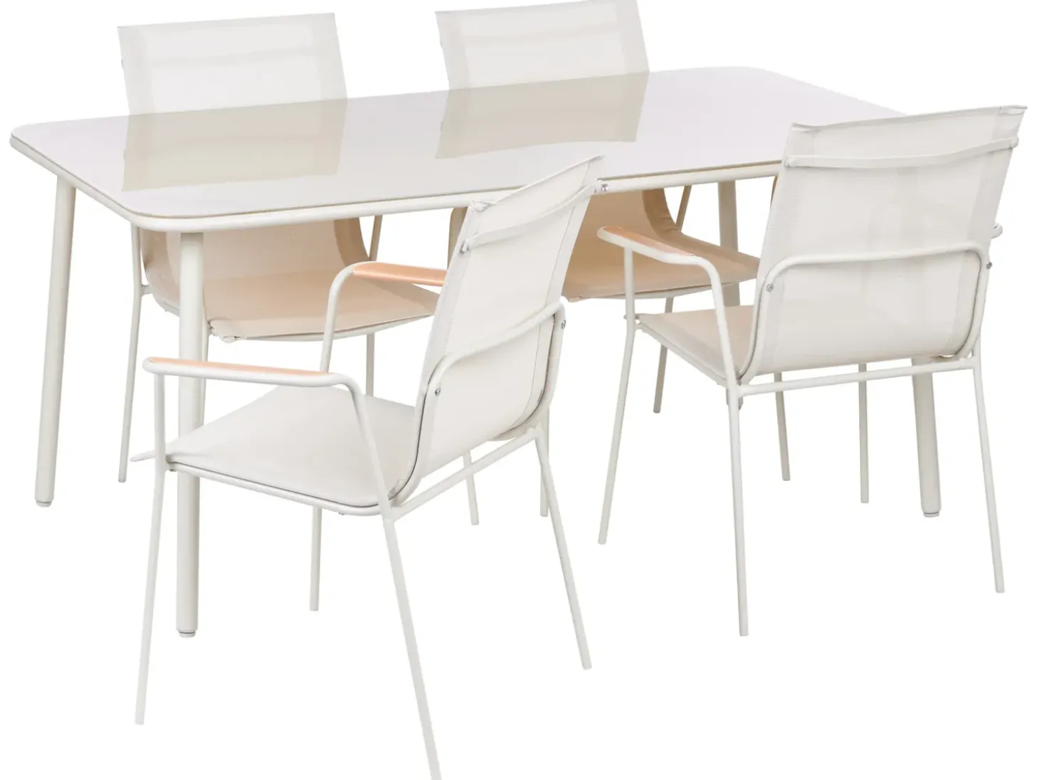 CARAVINO 4 personers Havemøbelsæt Lys Beige Metal