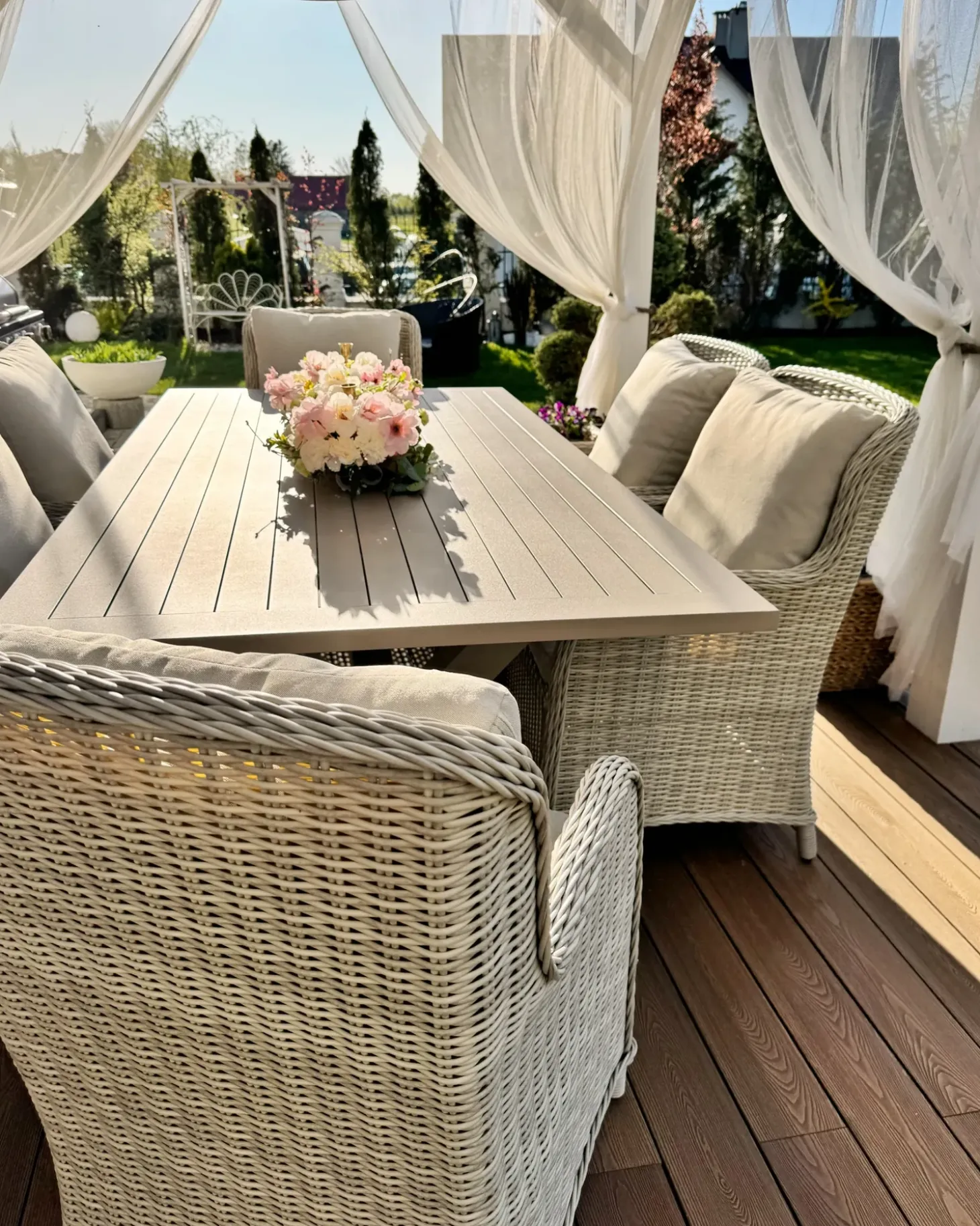 CASCAIS 6 personers Havemøbelsæt Beige PE-rattan med puder