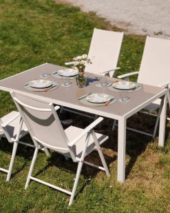 CATANIA 6 personers Havemøbelsæt Beige Metal