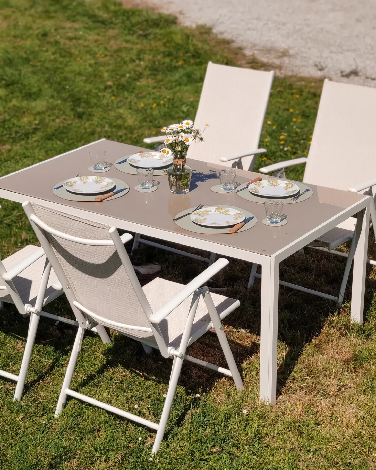 CATANIA 6 personers Havemøbelsæt Beige Metal