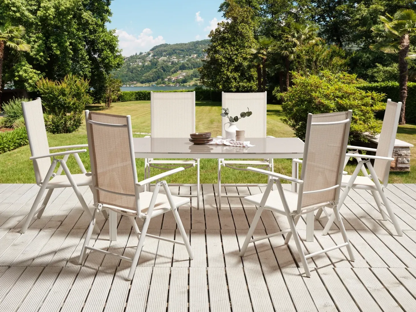 CATANIA 6 personers Havemøbelsæt Beige Metal