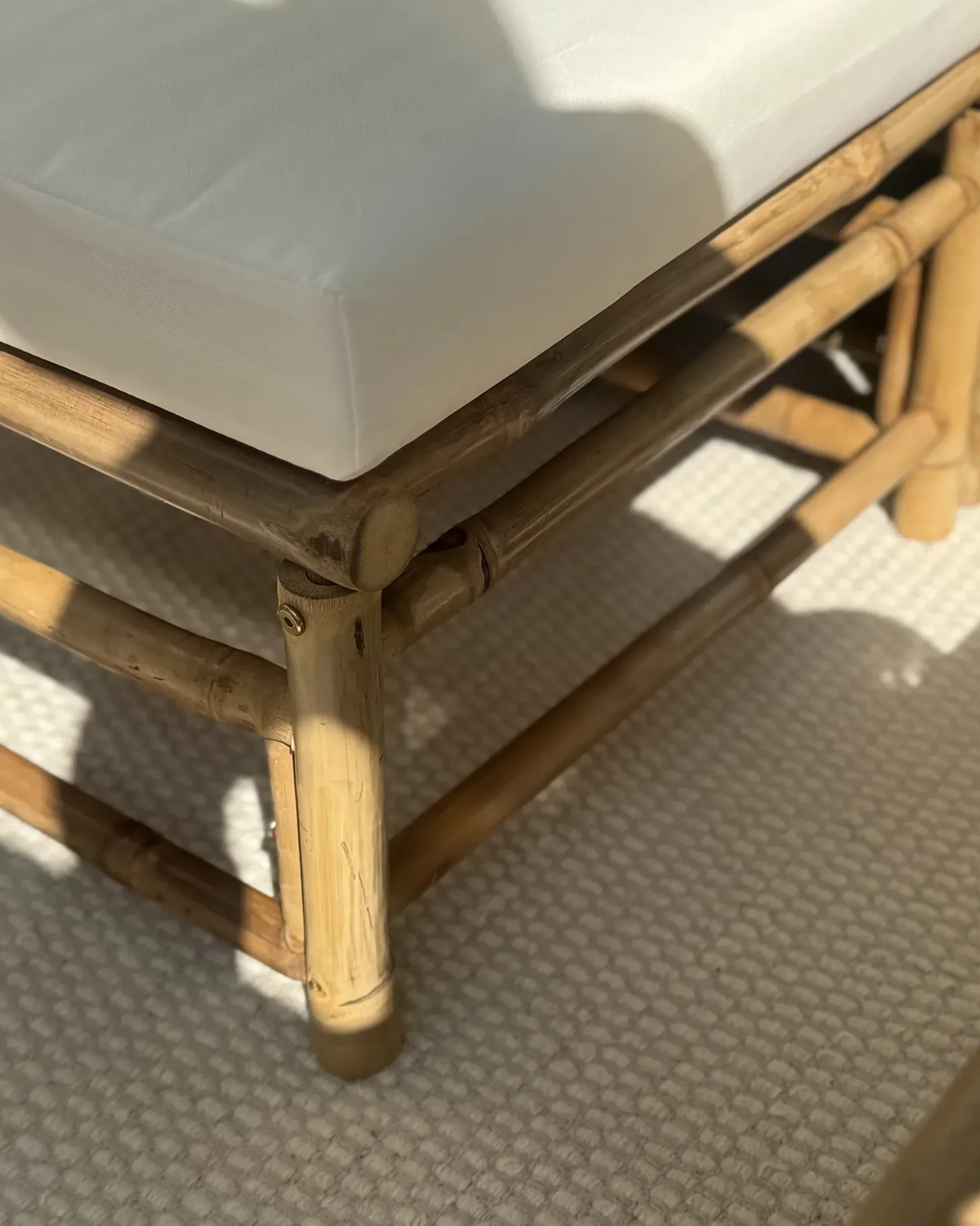 CERRETO 4 personers Have-hjørnesofasæt Venstrevendt Cremehvid Bambus