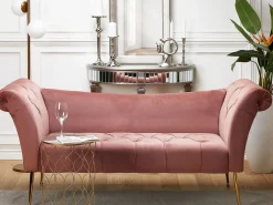 Chaiselong NANTILLY Velour Lyserød