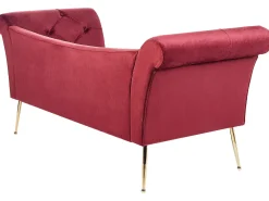 Chaiselong NANTILLY Velour Mørkerød