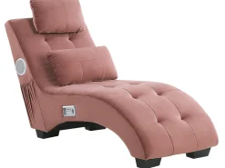 Chaiselong SIMORRE Velour Pastellrosa Med indbygget Bluetooth-højttaler