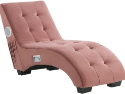 Chaiselong SIMORRE Velour Pastellrosa Med indbygget Bluetooth-højttaler