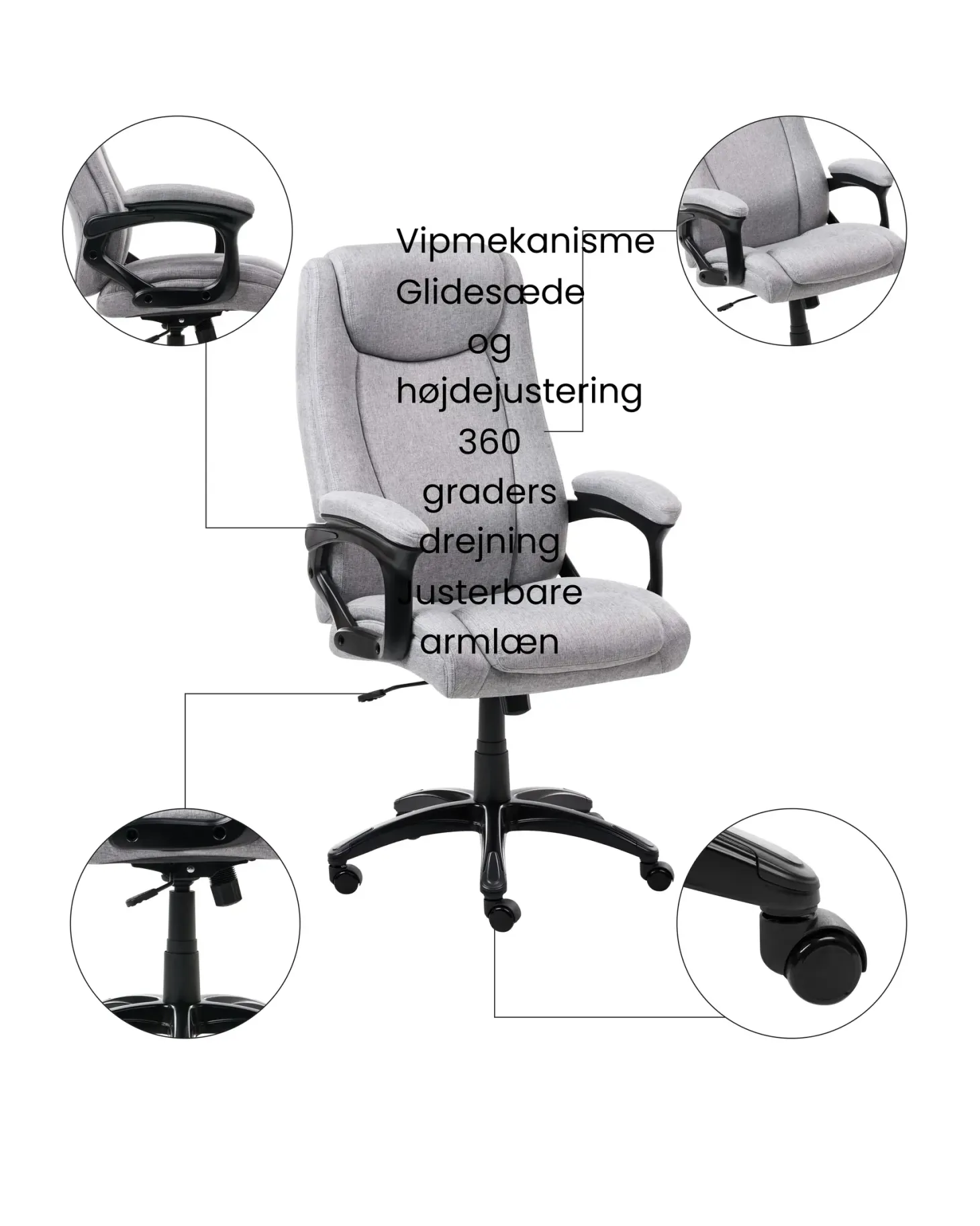 Chefstol GRACEFUL Hør Grå