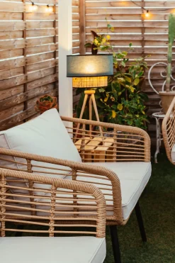 CORINTH II 4 personers Loungesæt med bord Naturlig PE-rattan