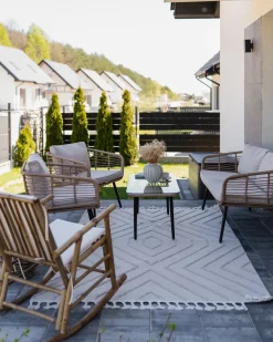 CORINTH II 4 personers Loungesæt med bord Naturlig PE-rattan