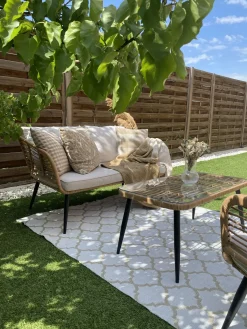 CORINTH II 4 personers Loungesæt med bord Naturlig PE-rattan