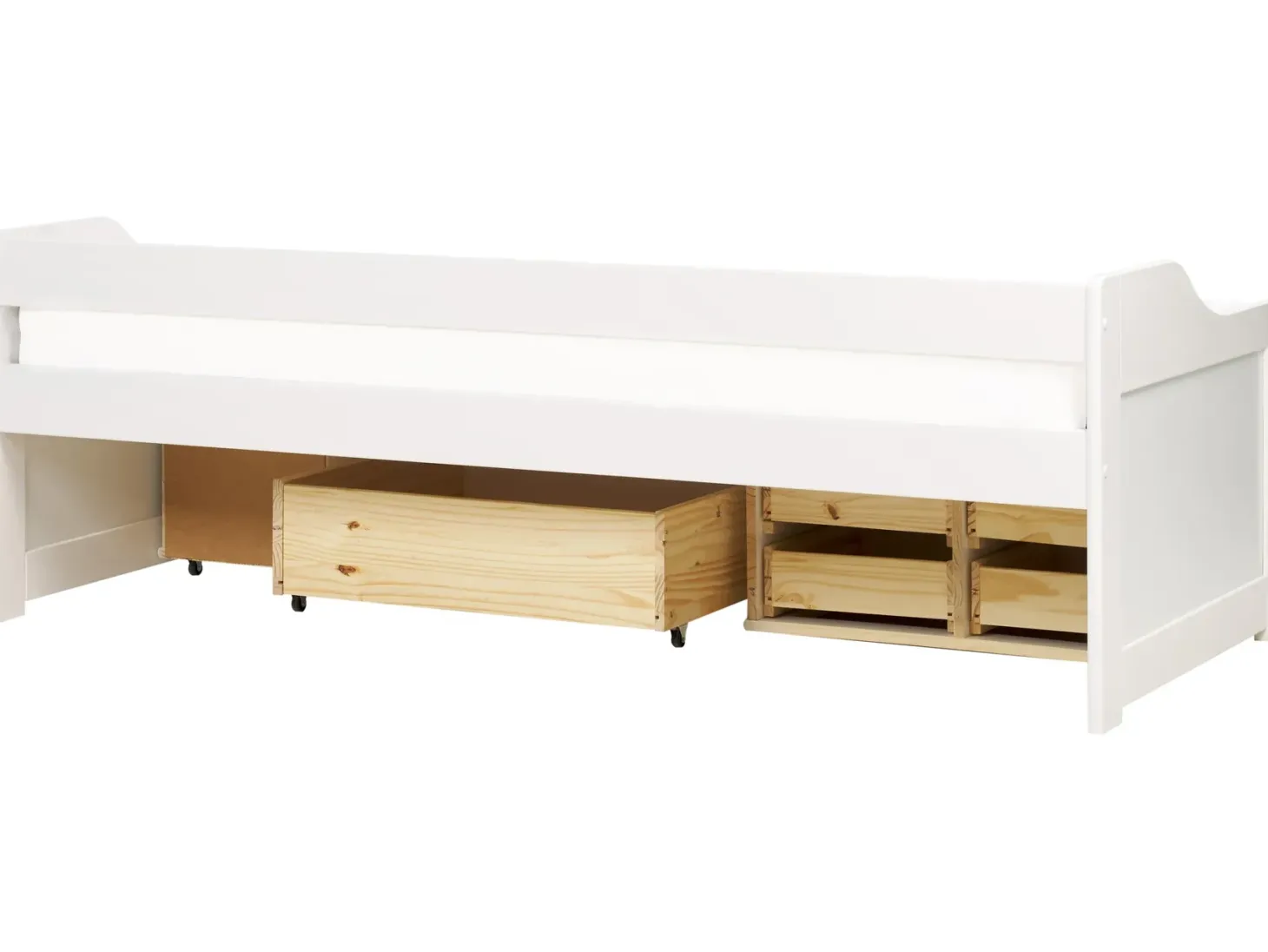 Daybed med opbevaring Fyretræ ROYVILLE 90 x 200 cm Hvid