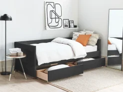 Daybed med opbevaring MARRAY Velour Sort 90 x 200 cm