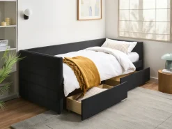 Daybed med opbevaring MARRAY Velour Sort 90 x 200 cm