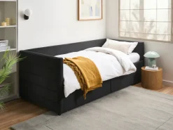 Daybed med opbevaring MARRAY Velour Sort 90 x 200 cm
