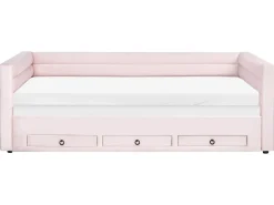 Daybed med opbevaring Velour MEUDON 90 x 200 cm Pastellrosa