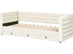 Daybed med opbevaring Velour MEUDON 90 x 200 cm Cremehvid