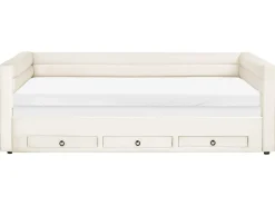 Daybed med opbevaring Velour MEUDON 90 x 200 cm Cremehvid