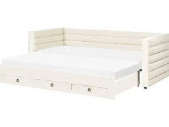 Daybed med opbevaring Velour MEUDON 90 x 200 cm Cremehvid