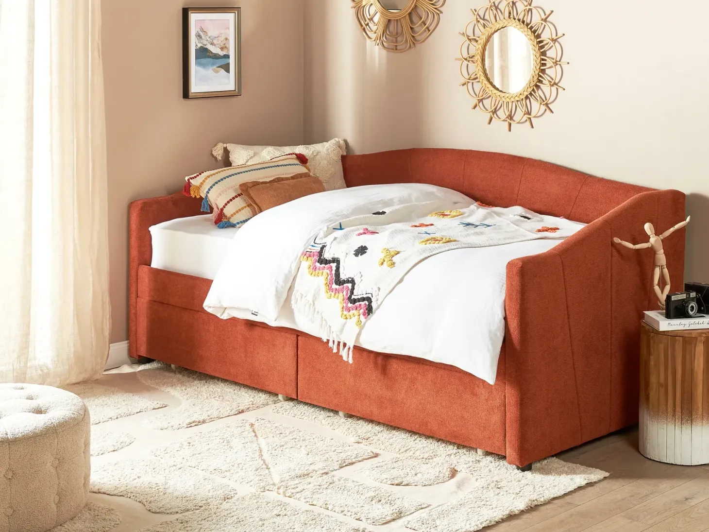Daybed med opbevaring VITTEL 90 x 200 cm Rød
