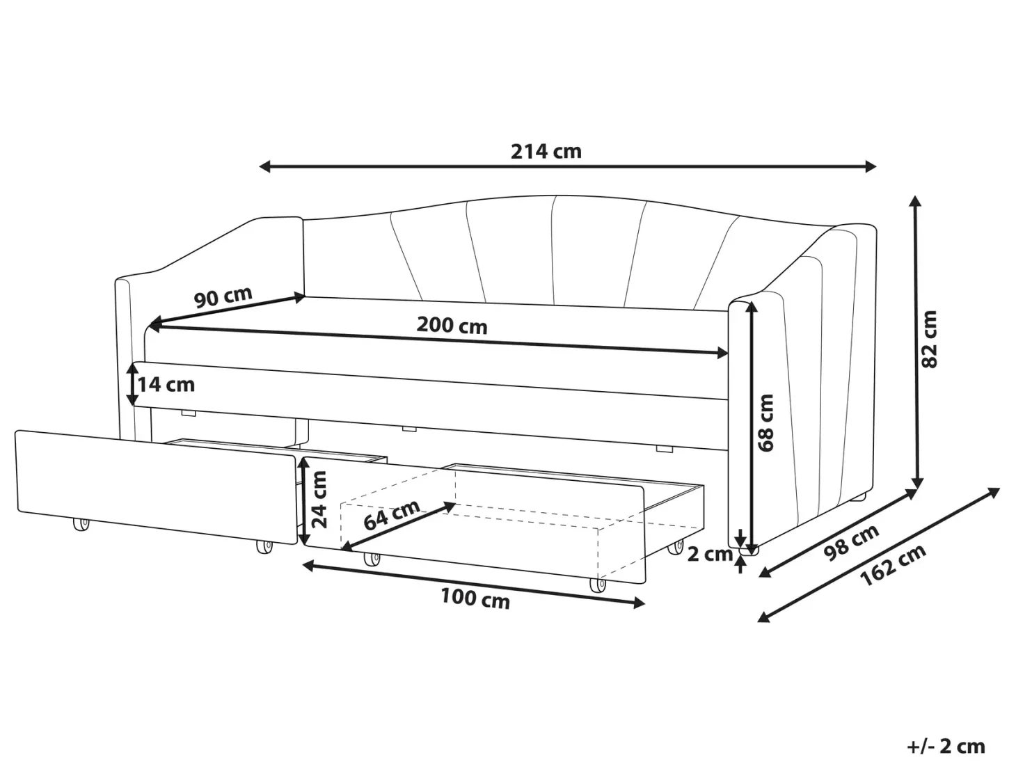 Daybed med opbevaring VITTEL 90 x 200 cm Rød