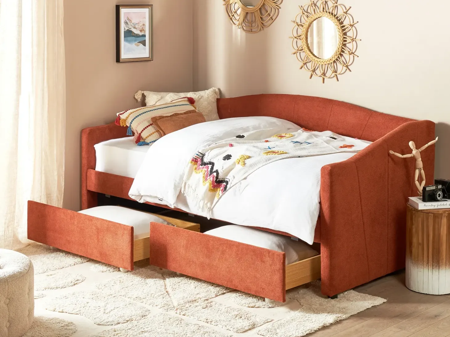 Daybed med opbevaring VITTEL 90 x 200 cm Rød
