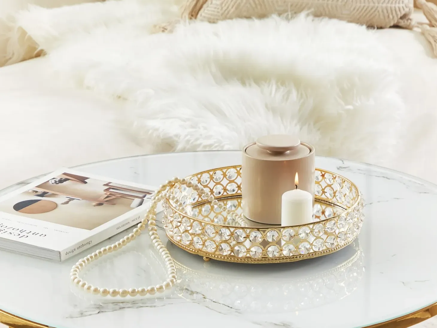 Dekorativ bakke VATAN Glas Guld