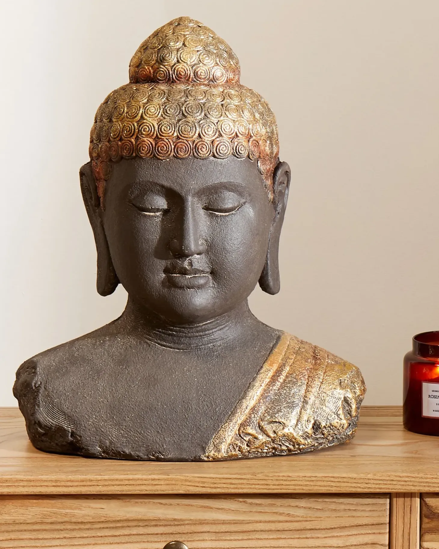 Dekorativ figur Buddha CARUM Keramik Sort