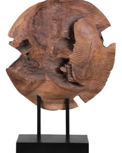 Dekorativ figur Fisk PLAICE FISH Teaktræ Brun