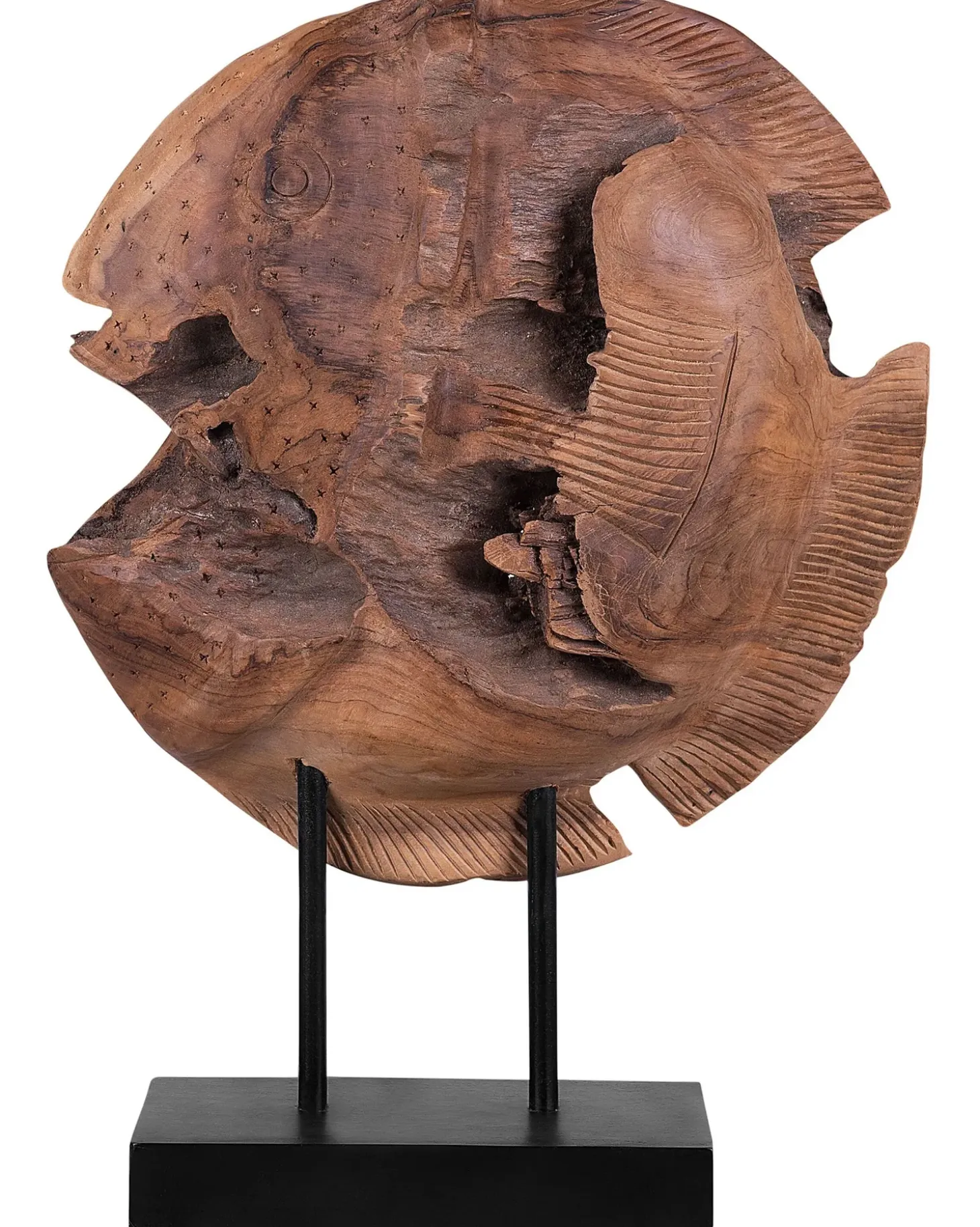 Dekorativ figur Fisk PLAICE FISH Teaktræ Brun