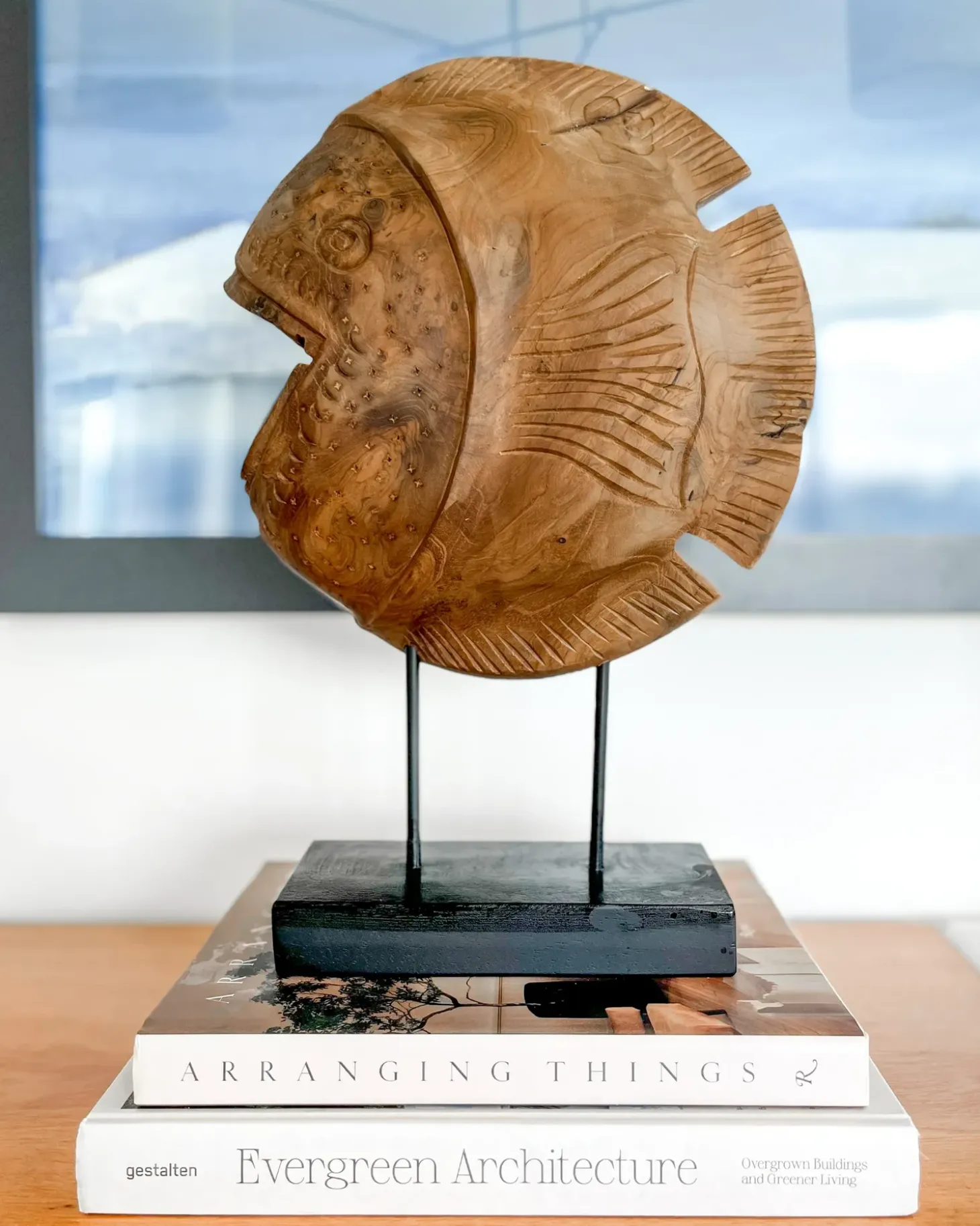 Dekorativ figur Fisk PLAICE FISH Teaktræ Brun